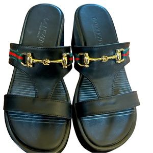 Horsebit Detail Wedge Sandals